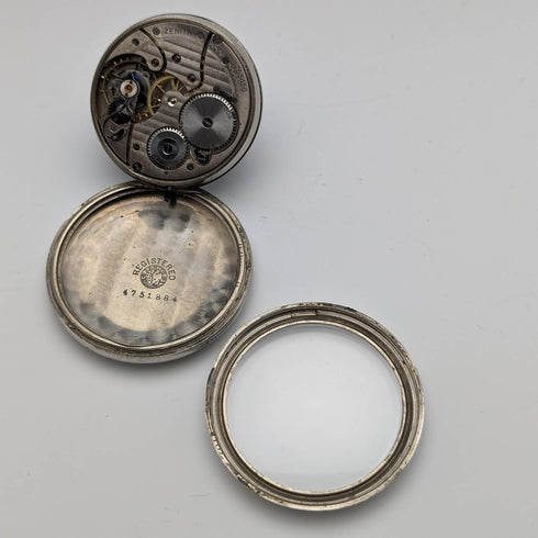 1914年頃 アンティーク ゼニス 懐中時計 合金ケース 動作良好